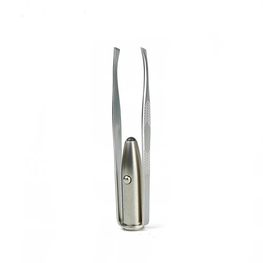 Precision Tweezers With Light For Men And Women. Slant Tip With Point For A Professional