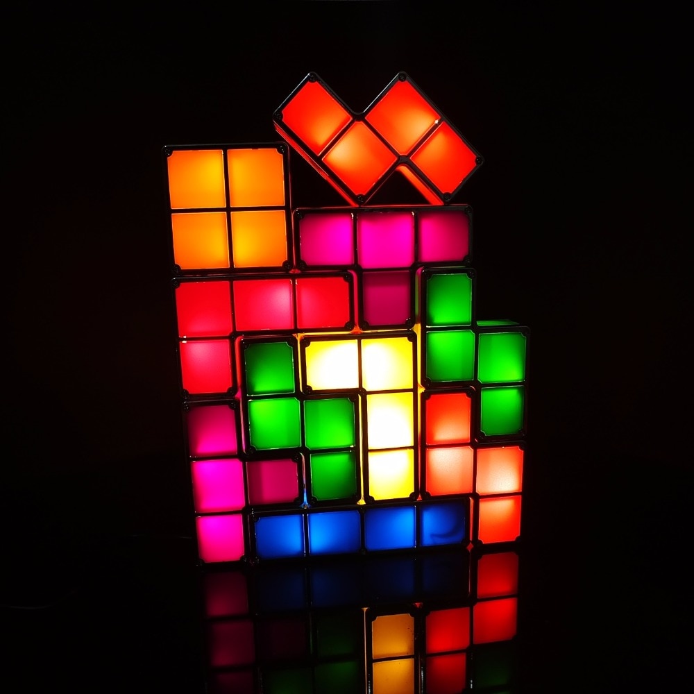 DIY Tetris Puzzle Light Stackable LED Desk Lamp Constructible Block ...
