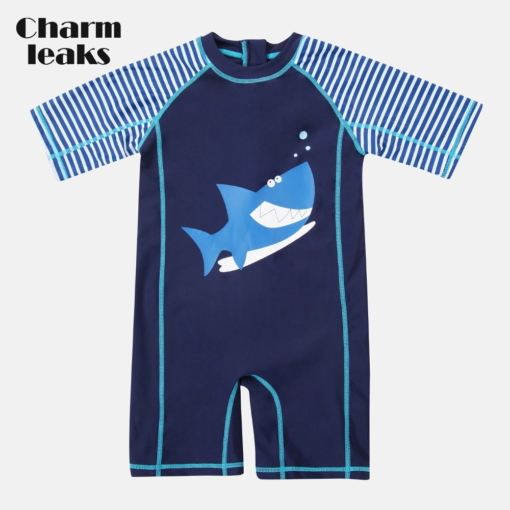 One Piece Baby Boys Swimwear Fish Printed Rashguard Swimsuit Child Short Sleeve Rash Guard Children Fashion 9.25 product1