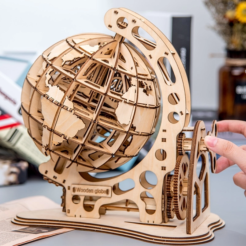 147pcs DIY Rotatable 3D Globe Laser Cutting Wooden Puzzle Game Assembly Toy Gift for Children Toys for boys 43.59 product1