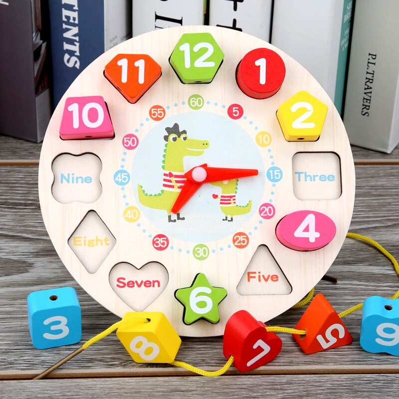 Wooden Clock Toys Hour Minute Second Cognition Colorful Clocks Toys for