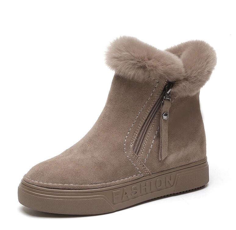 Women's Suede Buckle Strap Invisible Wedge Ankle Snow Boots