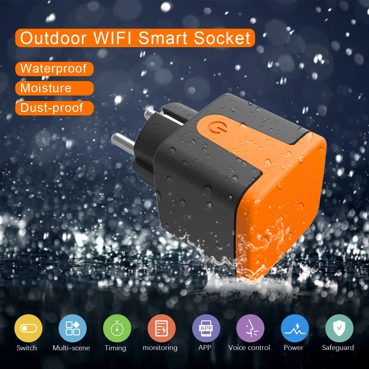 Tuya 16A Waterproof Outdoor WiFi Smart Socket 