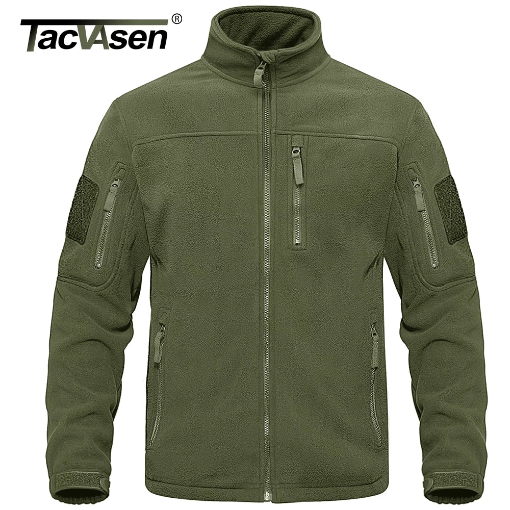 TACVASEN Full Zip Up Tactical Army Fleece Jacket Military Thermal Warm