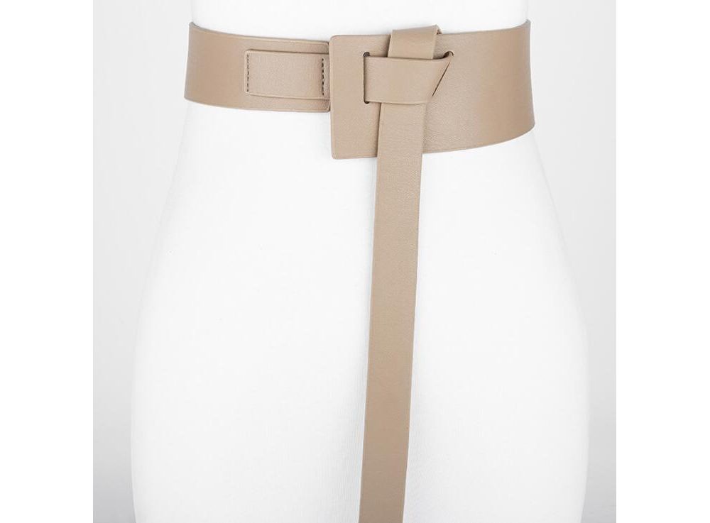 New Design Women Knot Waistbands wide long belts soft PU leather ...