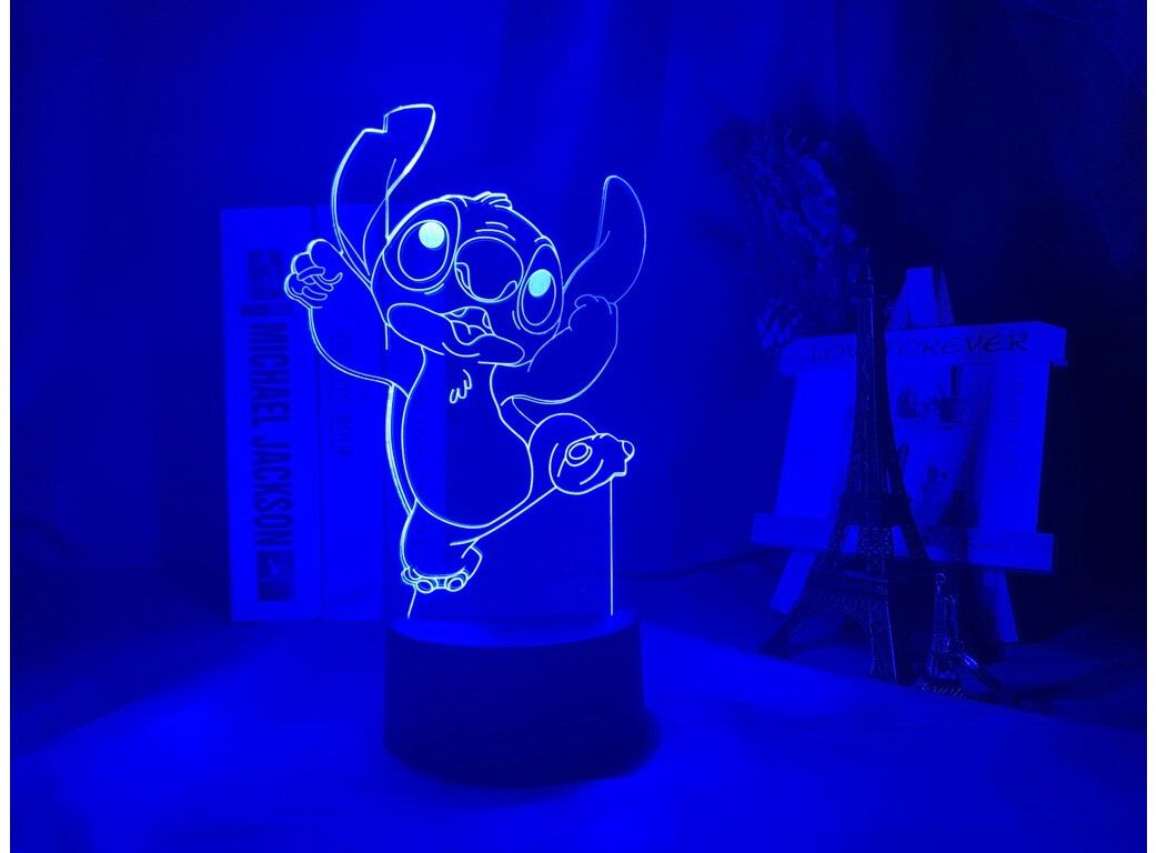 Stitch Night Light, 3D LED Light Lilo Stitch Gifts LED Intelligent Stitch  Lamp 7 Color Light for Christmas Room Decoration, Happy Stitch