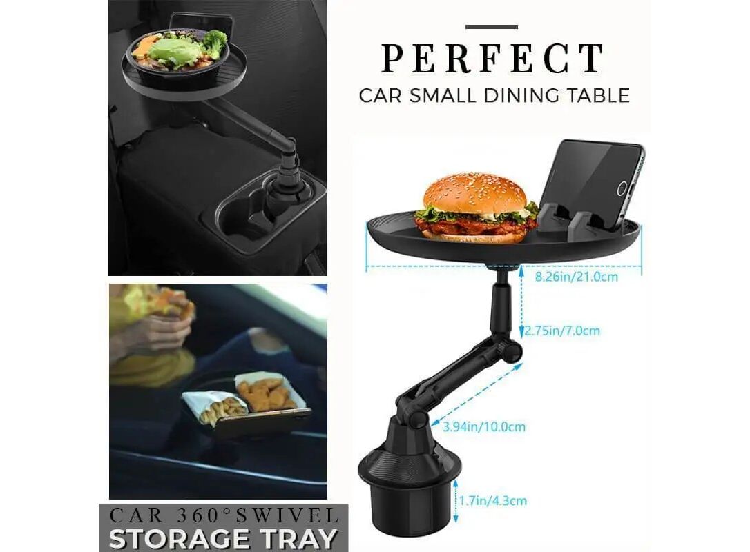 Cup Holder Tray For Car, Adjustable Car Tray Table, Car Tray For Eating  With Phone Slot And Swivel Arm, Car Food Table For Most Cup Holders, Road  Tr