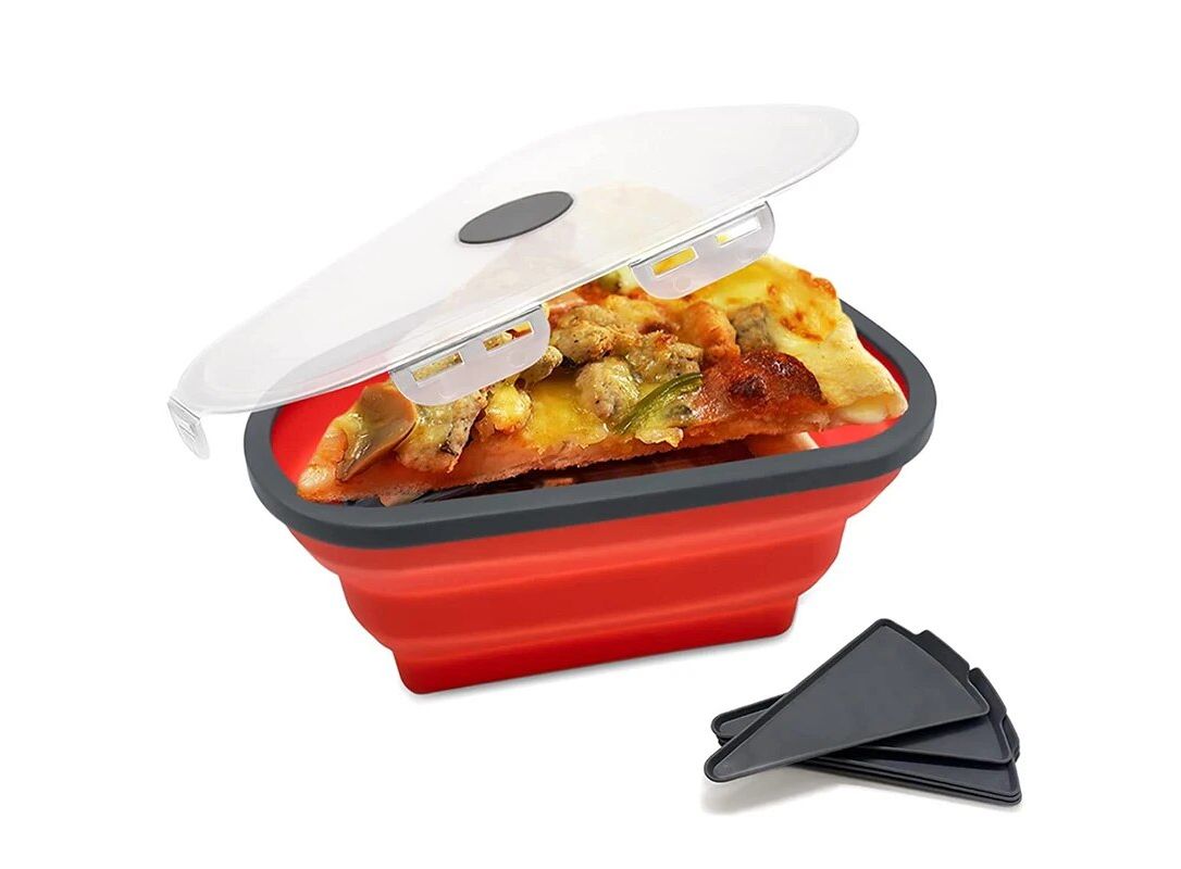 Reusable Pizza Slice Storage Container, The Perfect Pizza Box With 5  Reheatable Serving Trays, Adjustable Pizza Leftover Container Storage With  Lids T