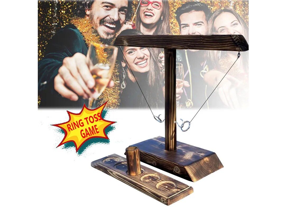 Hook And Rings Toss Battle Game Adults Drinking Games Table Top