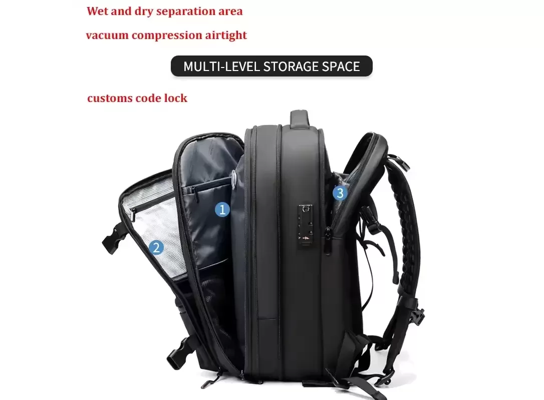 VACUUM COMPRESSION BACKPACK - PREMIUM QUALITY VACUUM BACKPACK FOR TRAVEL - SMART COMPRESSION BACKPACK WITH PUMP