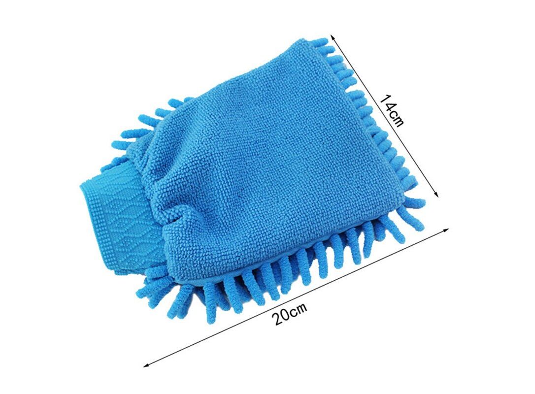 Unique Bargains 2Pcs Microfiber Wash Mitt Dusting Gloves for House Cleaning,  Red White