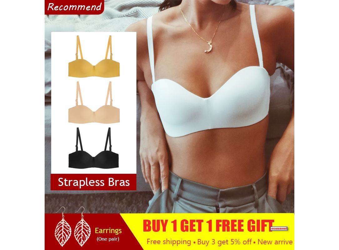 Strapless Bra Push-Up Seamless Sports Top Women Underwear Without Straps  Invisible Bralette Lingerie (Color : Blue, Cup Size : 75A)