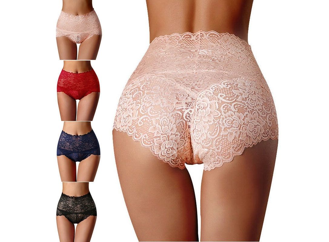 Cheap Ladies Sexy Mesh Panties High-waist Seamless Lace Underwear