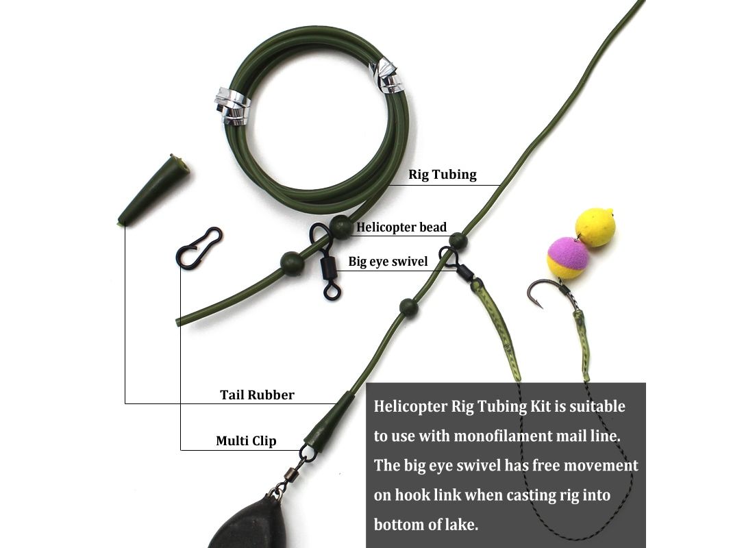 2Set=12PCS Carp Fishing Accessories Set Helicopter Rig Tubing Sleeves Tail  Rubber Chod Rig Bead Chod Rig Roling Swivel Clips Kit, Fishing Tackle Boxes