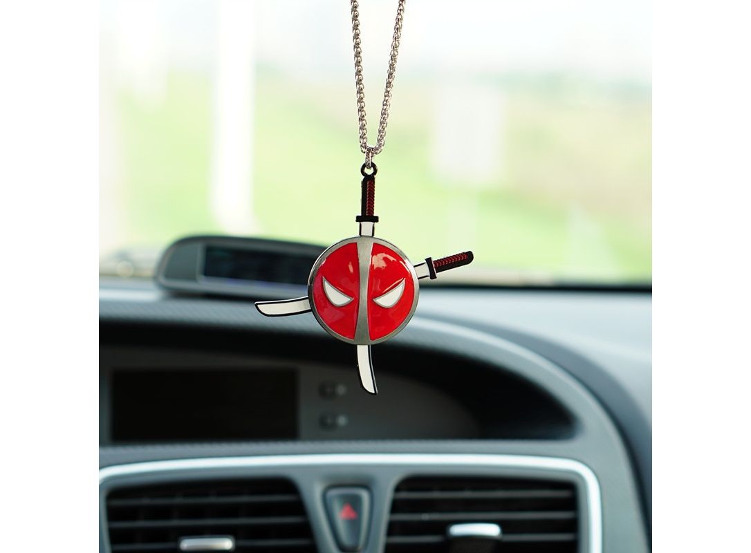 Rear view Mirror Car Charm Ornament For Deadpool Hanging Pendent Metal  Chain Car Accessories