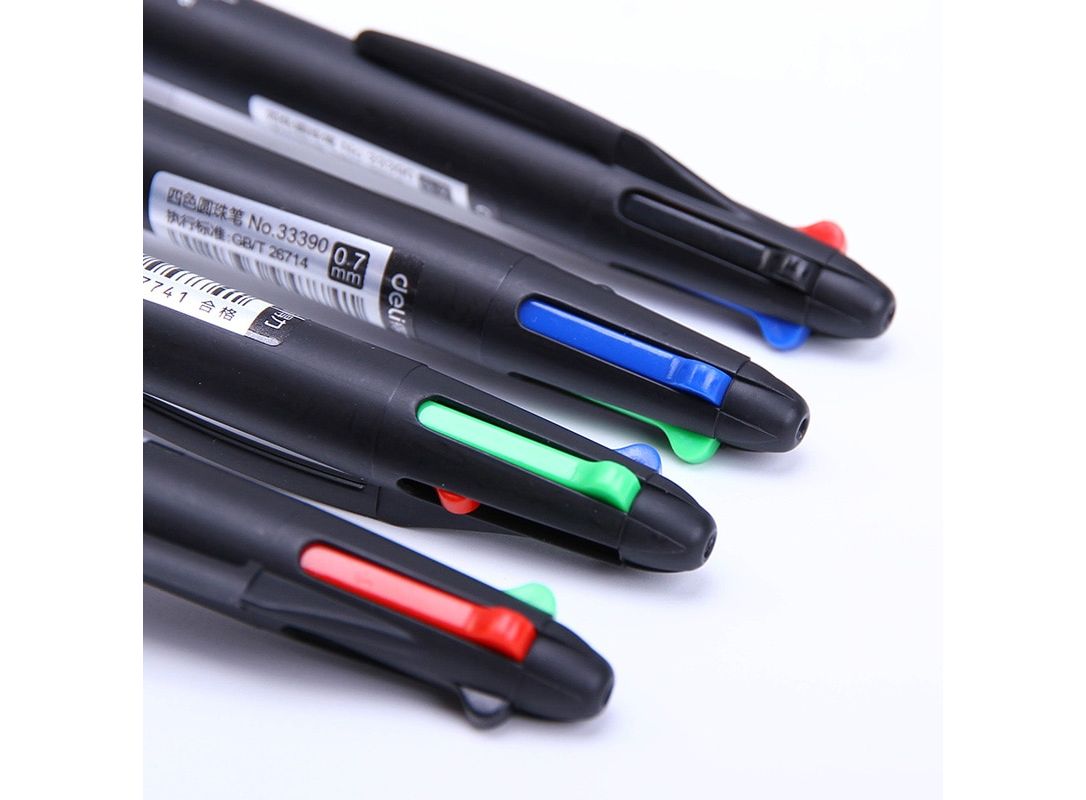 18-Pack 4-in-1 Multi-Colour Ballpoint Pens - 1.0mm Tip, Retractable With Blue, Black, Red & Green Ink - Perfect For Notes, School & Office