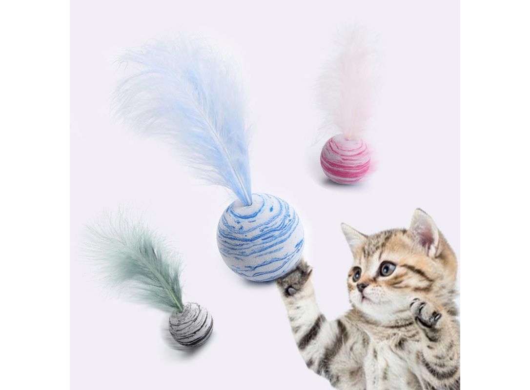 Cat Toy Star Ball Plus Feather EVA Material Light Foam Ball Throwing ...