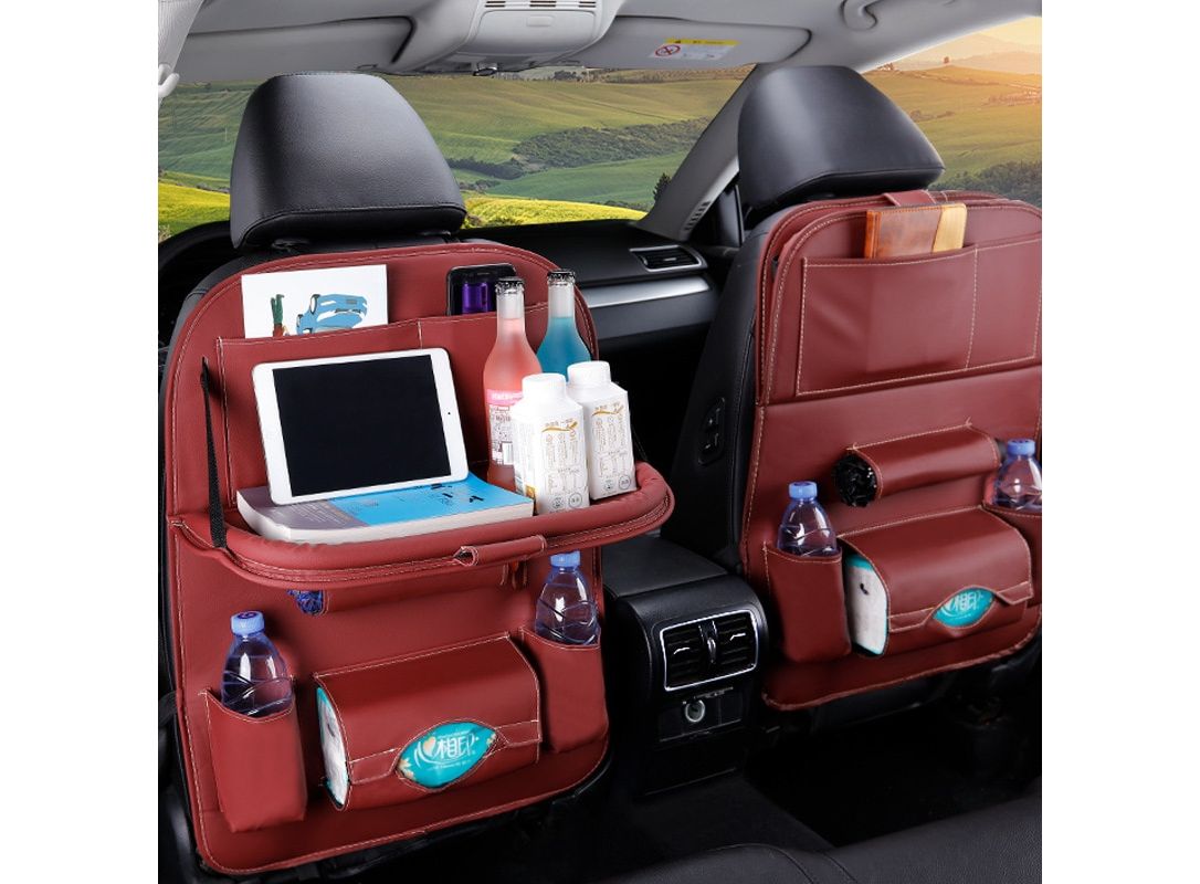 1PC PU Leather Car Seat Back Storage Hang Bag Multi functional IPad Mini Holder  Universal Back Seat Organizer for Kids Storage, Stowing Tidying
