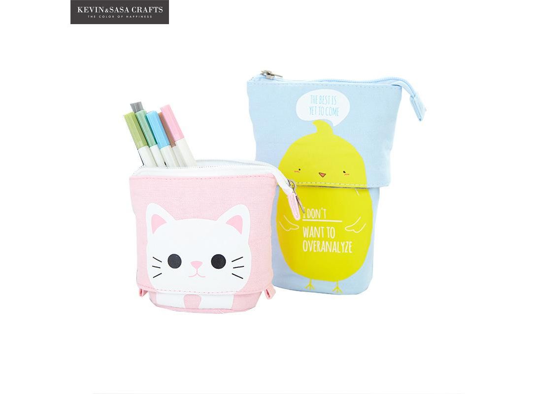 Flexible Big Cat Pencil Case Fabric Quality School Supplies