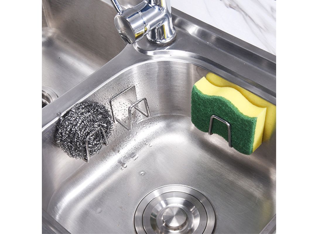 Kitchen sink sponges holder self adhesive drain rack wall hooks