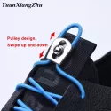 NO TIE SHOE LACES ELASTIC METAL BUCKLE ROUND QUICK LOCK SNEAKERS LACES FOR KIDS & ADULTS