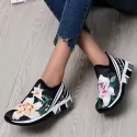 WOMEN SNEAKERS FLOWER SOCK SHOES WEDGES HEIGHT INCREASING CHUNKY THICK SOLE PLATFORM