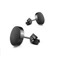 STAINLESS STEEL EAR STUDS EARRINGS BLACK SILVER COLOR ROUND SHAPED CLASP PUSH BACK EARRINGS FOR WOMEN STAINLESS STEEL EAR STUDS EARRINGS BLACK SILVER COLOR ROUND SHAPED CLASP PUSH BACK EARRINGS FOR WOMEN