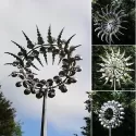 NEW UNIQUE AND MAGICAL METAL WINDMILL 3D WIND POWERED KINETIC SCULPTURE LAWN METAL WIND SOLAR SPINNERS YARD AND GARDEN DECOR