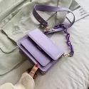 NEW FASHION WOMEN’S MINI PU LEATHER FLAP BAG – INDUSTRIAL CHAIN DESIGN & CROSSBODY STRAP