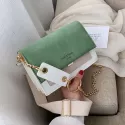 WOMEN’S SCRUB LEATHER CONTRAST COLOR CROSSBODY BAG – MATTE TEXTURED RETRO SHOULDER BAG