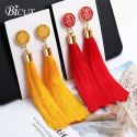 BOHEMIAN TASSEL CRYSTAL LONG EARRINGS WHITE RED SILK FABRIC DROP DANGLE TASSEL EARRINGS BOHEMIAN TASSEL CRYSTAL LONG EARRINGS WHITE RED SILK FABRIC DROP DANGLE TASSEL EARRINGS