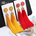 BOHEMIAN SILK TASSEL EARRINGS - CRYSTAL DROP DANGLE JEWELRY | PROTECHSHOP