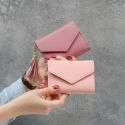 WOMEN SIMPLE SHORT WALLET TASSEL COIN PURSE CARD HOLDERS MULTI-CARD POSITION FEMALE WALLET