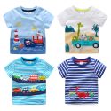 SUMMER CHILDREN'S BIRTHDAY CLOTHING DINOSAUR CAR STRIPED PRINT SHORT SLEEVE BASIC TOPS CARTOON T SHIRT SUMMER CHILDREN'S BIRTHDAY CLOTHING DINOSAUR CAR STRIPED PRINT SHORT SLEEVE BASIC TOPS CARTOON T SHIRT