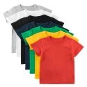 KIDS PLAIN T SHIRT TOPS FOR CHILD BOYS GIRLS BABY TODDLER SOLID COLOR COTTON CLOTHES WHITE BLACK CHILDREN