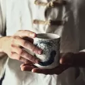 JAPANESE STYLE TEACUP WATER CUP STONEWARE CERAMIC HAND-PAINTED KUNGFU TEACUP CUISINE DRINKWARE