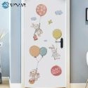 FLYING RABBIT CARTOON WALL STICKERS FOR BABY ROOMS DOOR DECORATION STICKERS CHILD ROOM DECOR