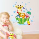 CARTOON ANIMALS IN THE BATH WALL STICKER FOR KIDS BABY ROOMS BATHROOM HOME DECORATION CARTOON ANIMALS IN THE BATH WALL STICKER FOR KIDS BABY ROOMS BATHROOM HOME DECORATION