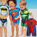 KIDS SWIMWEAR ONE PIECE BOYS SWIMSUIT MINIONS BATMAN SWIMMING