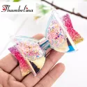 THUMBELINA TRANSPARENT WINGS PRINCESS HAIRGRIPS GLITTER HAIR BOWS WITH CLIP DANCE PARTY BOW