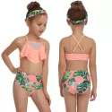 GIRL SWIMSUIT TWO PIECES CHILDREN'S SWIMWEAR SWIM SUITS CHILD RUFFLE BIKINIS SPLIT MESH BIKINI SETS