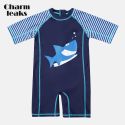 ONE-PIECE BABY BOY'S SWIMWEAR FISH PRINTED RASHGUARD SWIMSUIT CHILD SHORT SLEEVE RASH GUARD ONE-PIECE BABY BOY'S SWIMWEAR FISH PRINTED RASHGUARD SWIMSUIT CHILD SHORT SLEEVE RASH GUARD