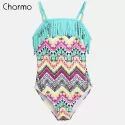 ONE-PIECE SWIMSUITS ETHNIC STYLE VINTAGE PRINTED SWIMWEAR KIDS TASSEL BIKINI BEACH WEAR