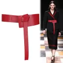 WOMEN KNOT WAISTBANDS WIDE LONG BELTS SOFT PU LEATHER FASHION WOMAN CUMMERBUNDS DRESS DECORATE