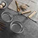 STRAINER NOODLE COOKING SPATULA PASTA OIL SPOON STRAINER KITCHEN TOOL 1 PCS WOODEN HANDLE STAINLESS STEEL