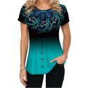 WOMEN CASUAL SHORT TSHIRTS PLUS SIZE S-5XL GRADIENT COLOR PRINT SUMMER TSHIRT O-NECK BUTTON TEES WOMEN CASUAL SHORT TSHIRTS PLUS SIZE S-5XL GRADIENT COLOR PRINT SUMMER TSHIRT O-NECK BUTTON TEES