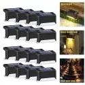 16PCS LED SOLAR LAMP PATH STAIR OUTDOOR WATERPROOF WALL LIGHT GARDEN LANDSCAPE STEP STAIR