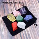 1 SET NATURAL CRYSTAL STONE SEVEN CHAKRAS BLACK CLOTH BAG LARGE GRAIN UNPOLISHED COLLECTION GIFT 1 SET NATURAL CRYSTAL STONE SEVEN CHAKRAS BLACK CLOTH BAG LARGE GRAIN UNPOLISHED COLLECTION GIFT