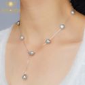 STERLING SILVER NATURAL FRESHWATER PEARL PENDANT NECKLACE GRAY WHITE 8-9MM BAROQUE PEARL STERLING SILVER NATURAL FRESHWATER PEARL PENDANT NECKLACE GRAY WHITE 8-9MM BAROQUE PEARL