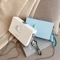 WOMEN PU LEATHER SHOULDER BAG GIRLS SMALL BOX SHAPE HANDBAGS WOMEN CHAIN MESSENGER BAGS